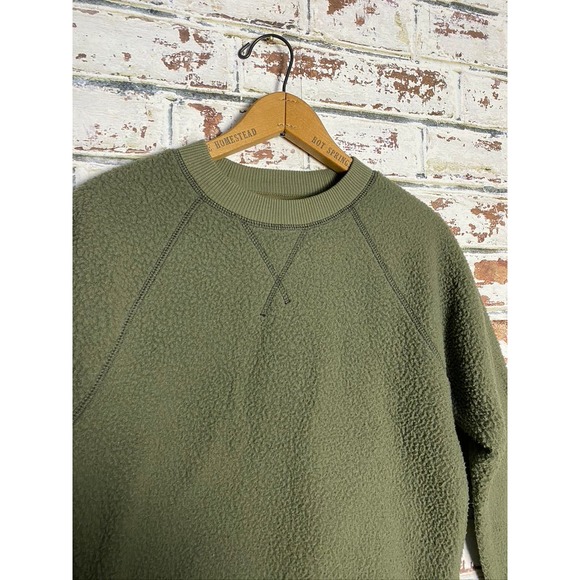 Everlane The ReNew Fleece Olive Raglan Pullover Sweatshirt - Picture 5 of 9